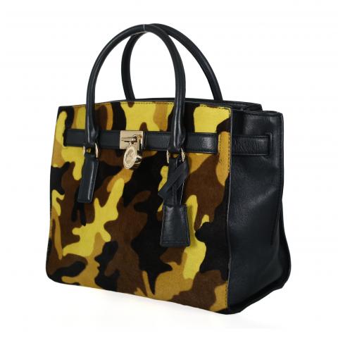 Sell Michael by Michael Kors Camo Hamilton Tote Bag Black Yellow